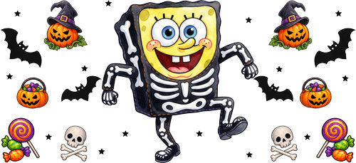 Halloween Skeleton Character UV DTF Cup Wrap for 16oz Libbey Can KA-18250