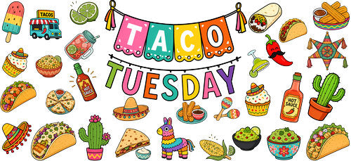 Taco Mexican Fiesta Food UV DTF Cup Wrap for 16oz Libbey Can KA-18268