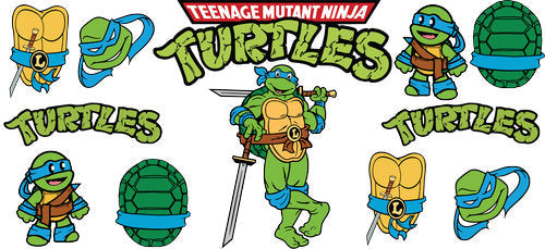 Green Cartoon Turtle Characters UV DTF Cup Wrap for 16oz Libbey Can KA-18312