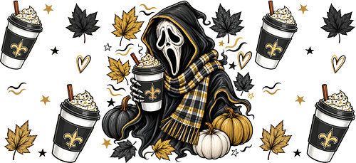 Halloween Hooded Horror Football UV DTF Cup Wrap for 16oz Libbey Can KA-18363