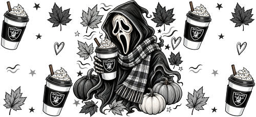 Halloween Hooded Horror Football UV DTF Cup Wrap for 16oz Libbey Can KA-18380