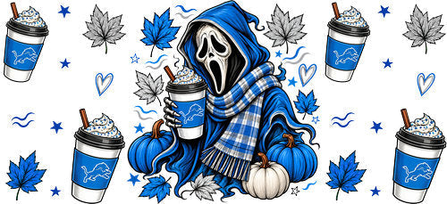 Halloween Hooded Horror Football UV DTF Cup Wrap for 16oz Libbey Can KA-18387