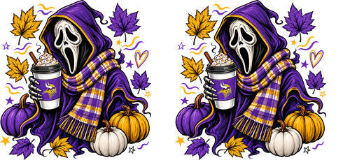 Halloween Hooded Horror Football UV DTF Cup Wrap for 16oz Libbey Can KA-18392