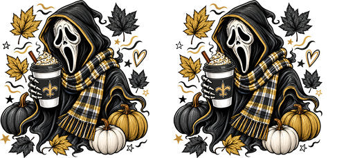 Halloween Hooded Horror Football UV DTF Cup Wrap for 16oz Libbey Can KA-18395