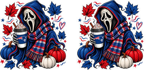 Halloween Hooded Horror Football UV DTF Cup Wrap for 16oz Libbey Can KA-18398