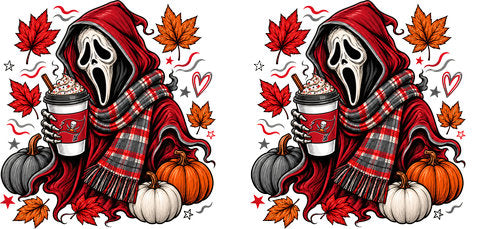 Halloween Hooded Horror Football UV DTF Cup Wrap for 16oz Libbey Can KA-18399