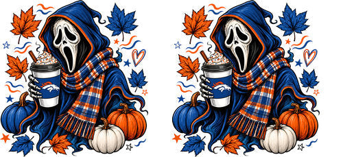 Halloween Hooded Horror Football UV DTF Cup Wrap for 16oz Libbey Can KA-18409