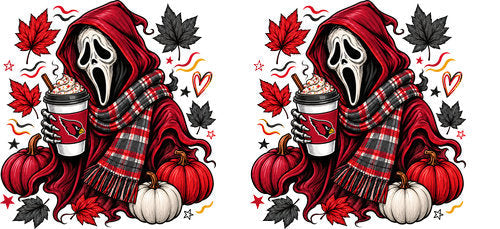 Halloween Hooded Horror Football UV DTF Cup Wrap for 16oz Libbey Can KA-18410