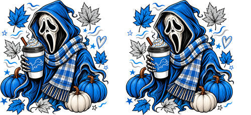 Halloween Hooded Horror Football UV DTF Cup Wrap for 16oz Libbey Can KA-18419