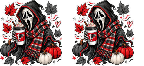 Halloween Hooded Horror Football UV DTF Cup Wrap for 16oz Libbey Can KA-18420