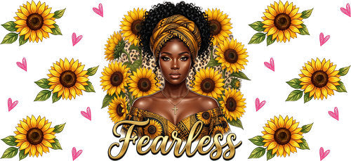 Fearless Sunflower Woman UV DTF Cup Wrap for 16oz Libbey Can KA-18553