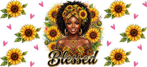 Blessed Sunflower Woman UV DTF Cup Wrap for 16oz Libbey Can KA-18556