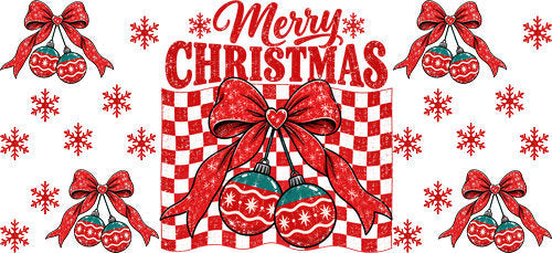 Merry Christmas Bow UV DTF Cup Wrap for 16oz Libbey Can KA-18567