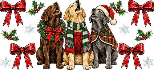 Christmas Dogs UV DTF Cup Wrap for 16oz Libbey Can KA-18568