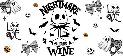 Nightmare Before Wine Halloween UV DTF Cup Wrap for 16oz Libbey Can KA-18579