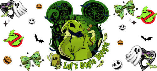 Green Boogie Monster Halloween UV DTF Cup Wrap for 16oz Libbey Can KA-18586
