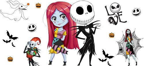 Skeleton Couple Halloween UV DTF Cup Wrap for 16oz Libbey Can KA-18600