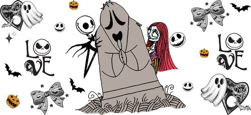Ghost Costume Skeleton Halloween UV DTF Cup Wrap for 16oz Libbey Can KA-18610