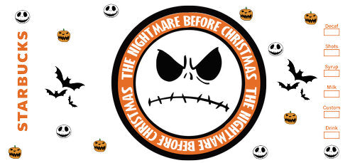 Orange Angry Skeleton Coffee UV DTF Cup Wrap for 16oz Libbey Can KA-18620