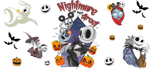 Nightmare Street Halloween UV DTF Cup Wrap for 16oz Libbey Can KA-18663