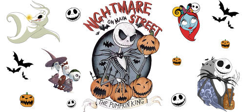 Pumpkin King Nightmare Street UV DTF Cup Wrap for 16oz Libbey Can KA-18666