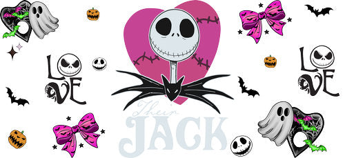 Pink Heart Skeleton King UV DTF Cup Wrap for 16oz Libbey Can KA-18674
