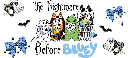 Nightmare Before Blue Dog UV DTF Cup Wrap for 16oz Libbey Can KA-18701
