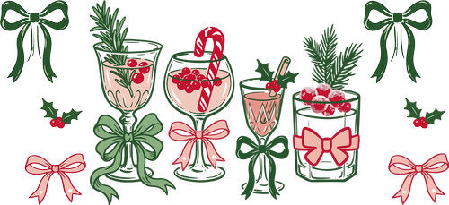 Christmas Cocktail Party UV DTF Cup Wrap for 16oz Libbey Can KA-18752