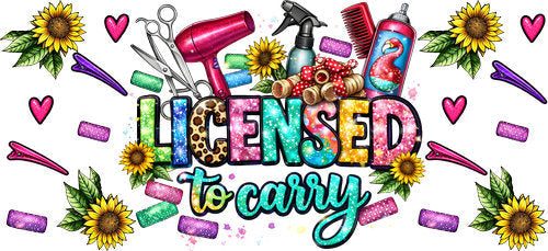 Licensed to Carry Hair Stylist UV DTF Cup Wrap for 16oz Libbey Can KA-18784