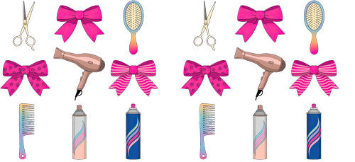 Hair Stylist Tools Pink Bows UV DTF Cup Wrap for 16oz Libbey Can KA-18824