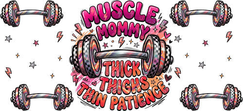 Muscle Mommy Gym UV DTF Cup Wrap for 16oz Libbey Can KA-18858