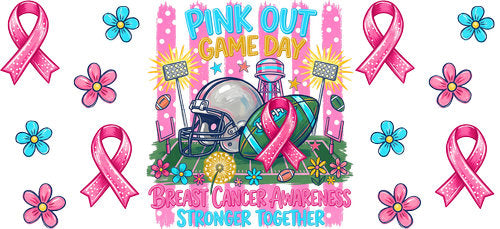 Pink Out Game Day UV DTF Cup Wrap for 16oz Libbey Can KA-18859