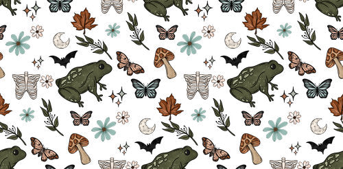 Frog Butterfly Botanical Pattern UV DTF Cup Wrap for 16oz Libbey Can KA-18883