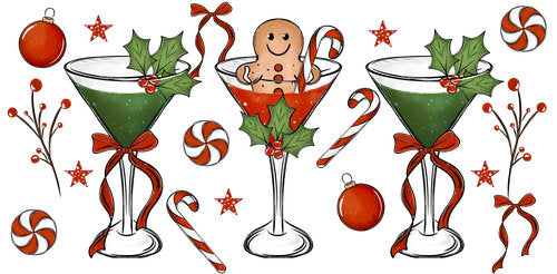 Christmas Cocktail Gingerbread UV DTF Cup Wrap for 16oz Libbey Can KA-18887
