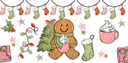 Christmas Gingerbread Cozy UV DTF Cup Wrap for 16oz Libbey Can KA-18890