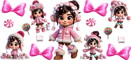 Cute Candy Girl Pink Bow UV DTF Cup Wrap for 16oz Libbey Can KA-18964