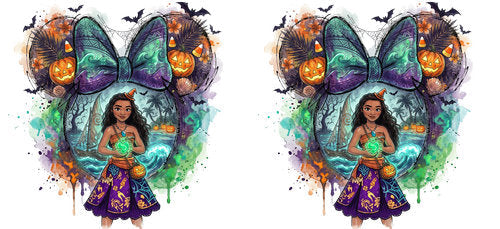 Teal Bow Princess Halloween UV DTF Cup Wrap for 16oz Libbey Can KA-19000