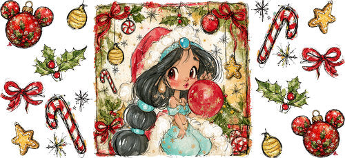 Desert Princess Christmas UV DTF Cup Wrap for 16oz Libbey Can KA-19032