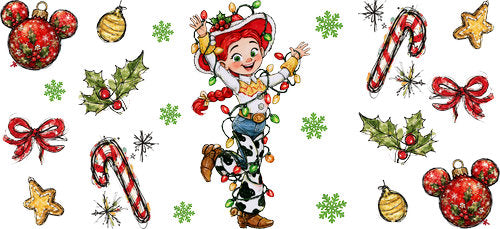Cowgirl Christmas Lights UV DTF Cup Wrap for 16oz Libbey Can KA-19051
