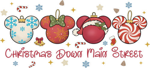 Christmas Main Street Ornaments UV DTF Cup Wrap for 16oz Libbey Can KA-19064