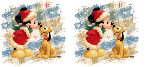 Classic Mouse Yellow Dog Christmas UV DTF Cup Wrap for 16oz Libbey Can KA-19067