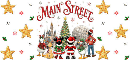 Christmas Main Street Friends UV DTF Cup Wrap for 16oz Libbey Can KA-19089