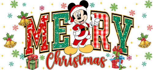 Classic Mouse Girl Merry Christmas UV DTF Cup Wrap for 16oz Libbey Can KA-19100