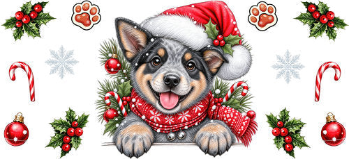 Australian Cattle Dog Christmas UV DTF Cup Wrap for 16oz Libbey Can KA-19162
