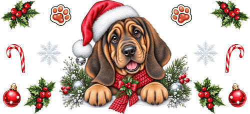 Bloodhound Christmas UV DTF Cup Wrap for 16oz Libbey Can KA-19169