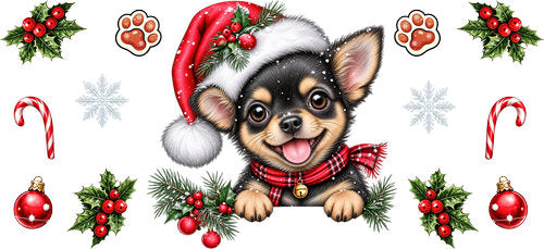 Chihuahua Christmas UV DTF Cup Wrap for 16oz Libbey Can KA-19175