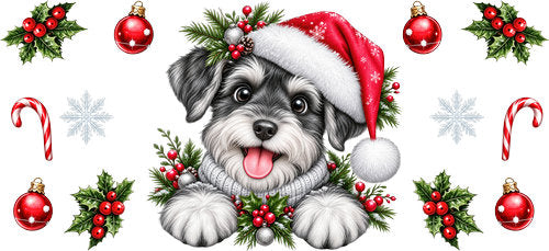 Mini Schnauzer Christmas UV DTF Cup Wrap for 16oz Libbey Can KA-19193