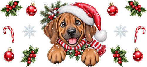 Rhodesian Ridgeback Christmas UV DTF Cup Wrap for 16oz Libbey Can KA-19200