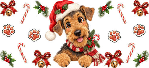 Airedale Terrier Christmas UV DTF Cup Wrap for 16oz Libbey Can KA-19210