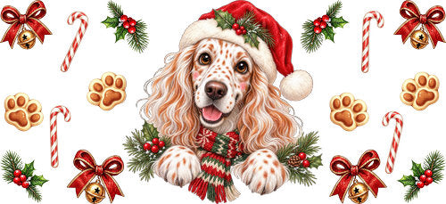 English Setter Christmas UV DTF Cup Wrap for 16oz Libbey Can KA-19231